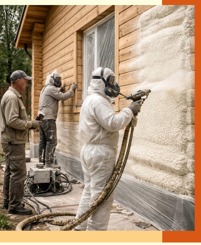 Утепление дома из бруса ППУ в Шуе от 3958 руб/м2 под ключ | ТепломастерШуя