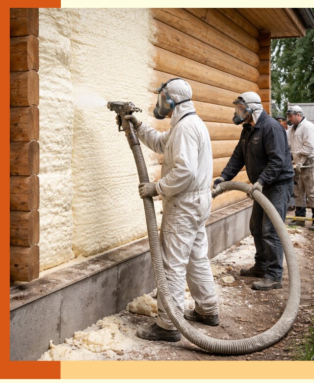 Утепление дома из бруса пенополиуретаном в Шуе