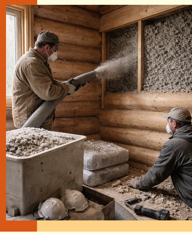 Утепление дома из бруса эковатой в Шуе