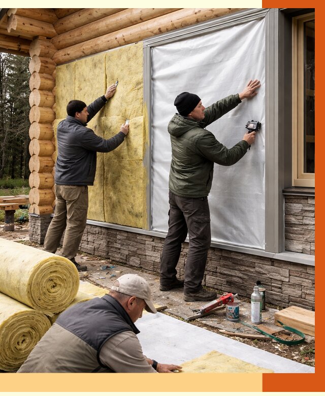 Утепление бревенчатого дома в Шуе от 7864 руб/м2 — заказать под ключ | ТепломастерШуя