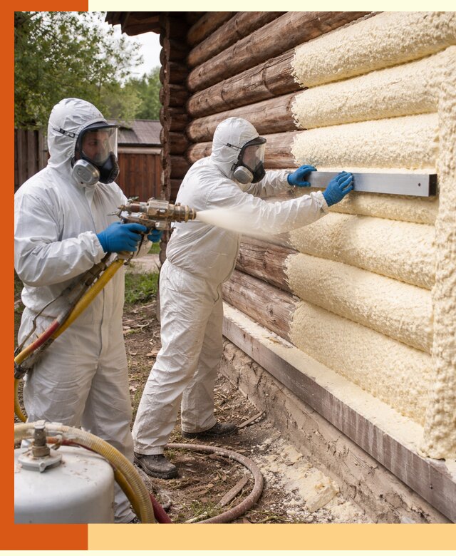 Утепление бревенчатого дома ППУ в Шуе эффективной изоляцией