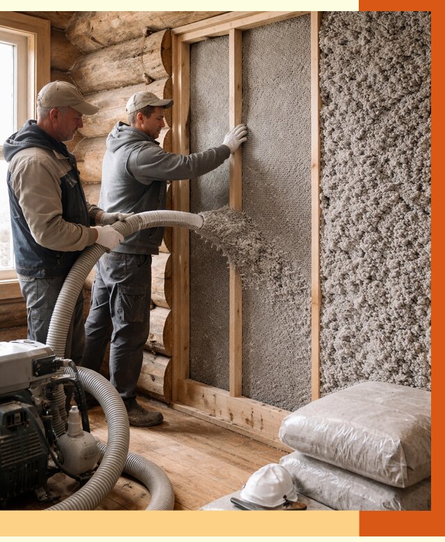 Утепление бревенчатого дома эковатой в Шуе от 2827 руб. | ТепломастерШуя