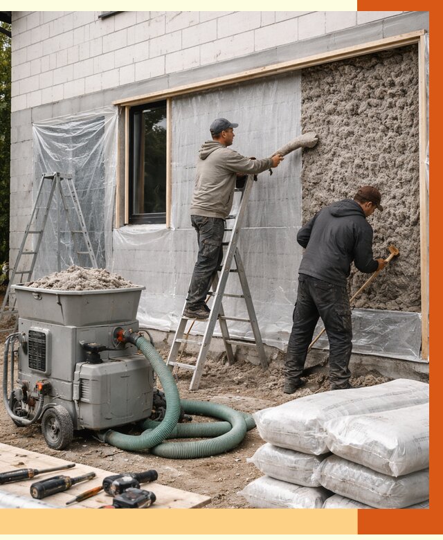 Утепление дома из газобетона эковатой в Шуе от 4626 руб./м2 | ТепломастерШуя