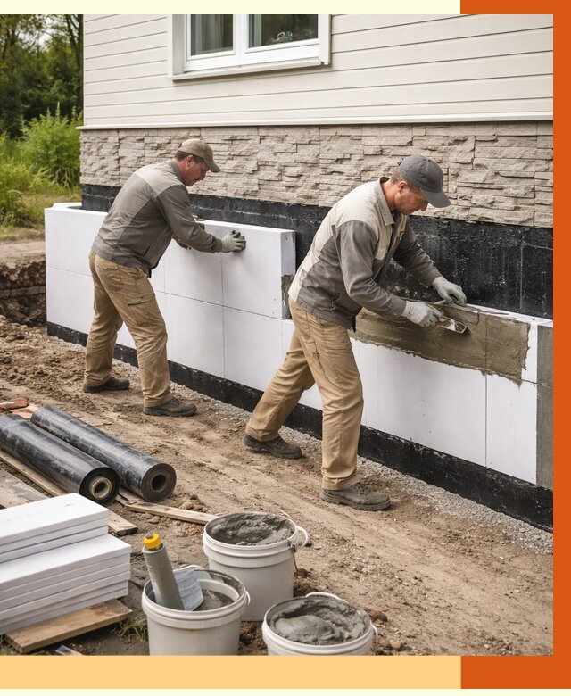 Утепление фундамента снаружи в Шуе от 4318 руб. за м² | ТепломастерШуя