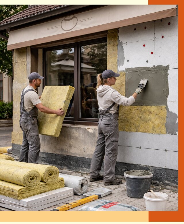 Утепление кафе в Шуе от 4318 руб/м2 — комплексно под ключ | ТепломастерШуя