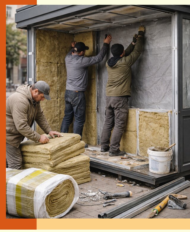 Утепление павильона шаурмы под ключ в Шуе