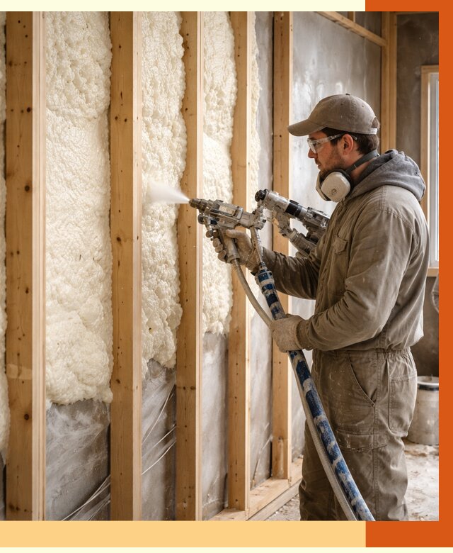 Утепление каркасной стены ППУ в Шуе от 4369 руб./м2 под ключ | ТепломастерШуя
