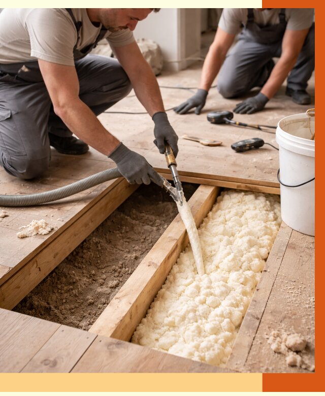 Заполнение пустот пола в Шуе от 2776 руб. — утепление пустот пола под ключ | ТепломастерШуя