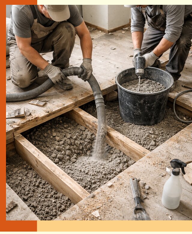 Заполнение пустот пола в Шуе полиуретаном и пенополистиролом