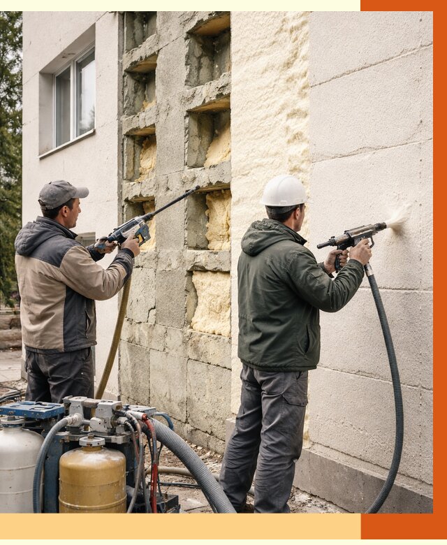 Заполнение пустот фасада в Шуе от 4626 руб. — утепление пустот облицовки | ТепломастерШуя